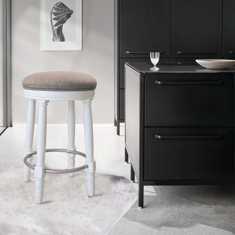 Tabouret de bar pivotant à 360 °, Brun, Blanc