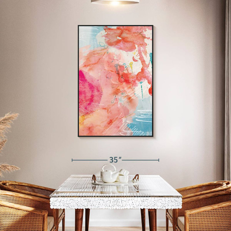 Wegener turquoise / rose, 31" X 46", Cadre flottant noir