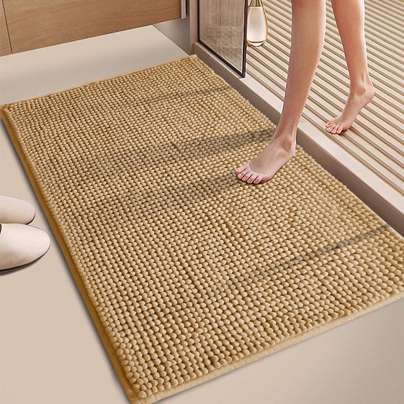CHENILLE DOOR MAT (NON-SLIP), Beige, 40cm W x 60cm L