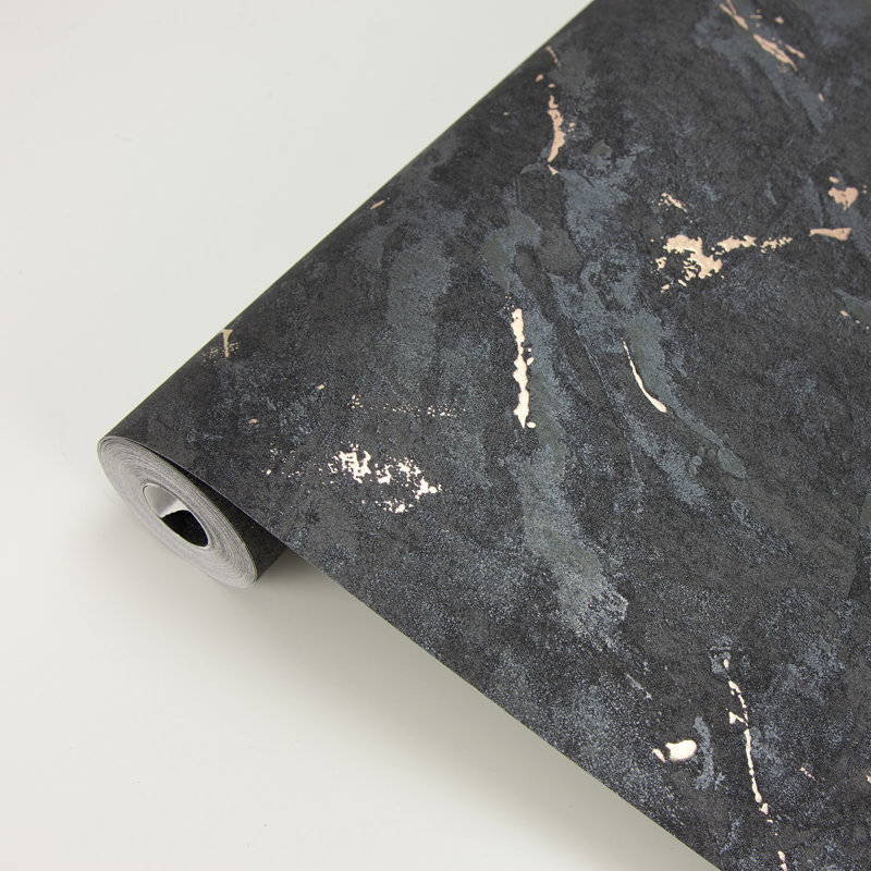 Rouleau de papier peint L 33 pi x l 27,5 po Aruba Marble, Noir
