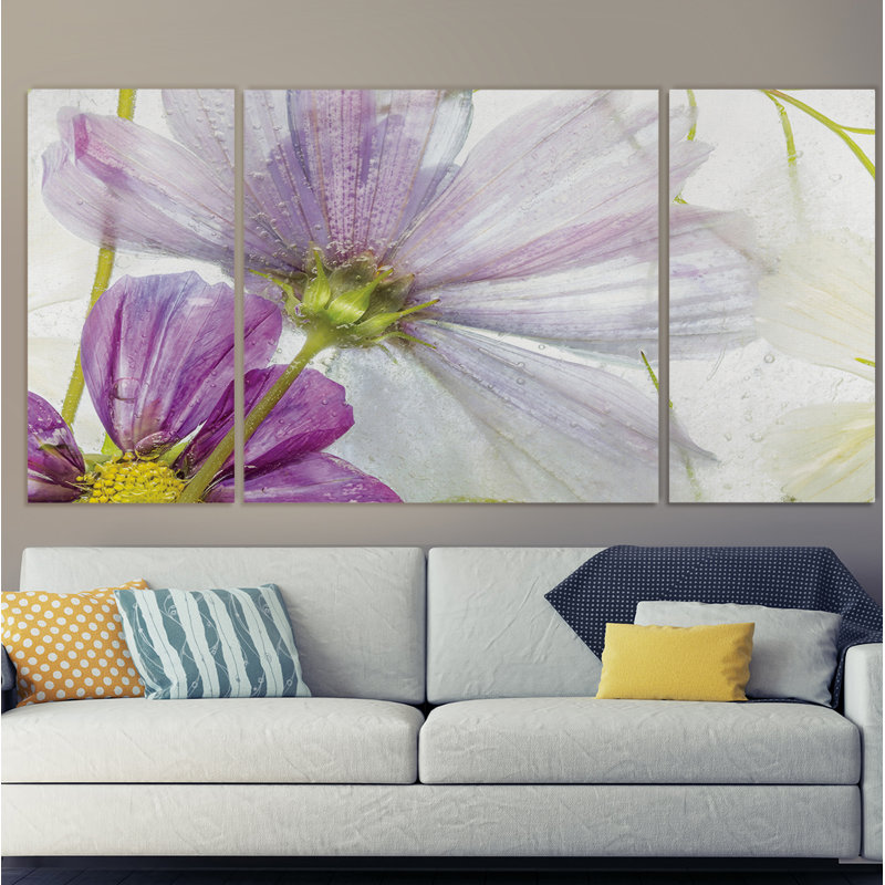« frozen floral i », reproduction d’image multi-pièces de qualité supérieure sur toile, H 32 po x l 64 po x P 1,5 po