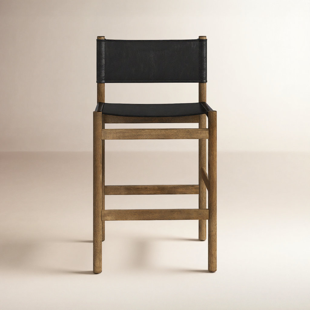 Matisse Bar Stool, Counter Stool (26.5" Seat Height), Black, Vintage Natural