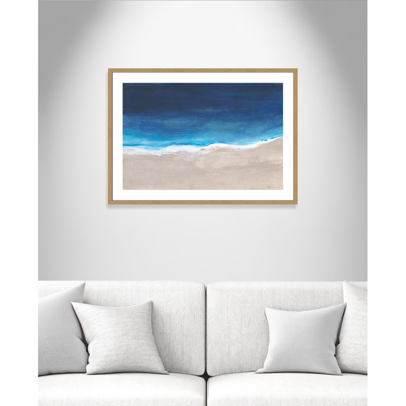 Oceans From Above by Filippo Ioco, 25.5" H x 35.5" W x 0.75" D, Beige Wood Framed Paper