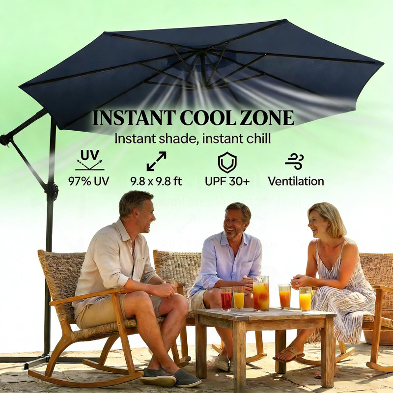 Parasol suspendu d'extérieur suspendu, parasol de patio, Marine