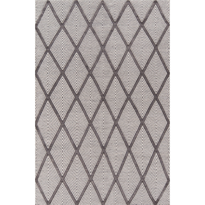 Langdon Wool Geometric Area Rug in Charcoal, Rectangle 7'6" x 9'6"