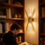 Applique murale dorée 20,08 po Sunburst, applique murale à 2 lumières DEL avec finition feuille d'or pour chambre à coucher, salon et espaces commerciaux