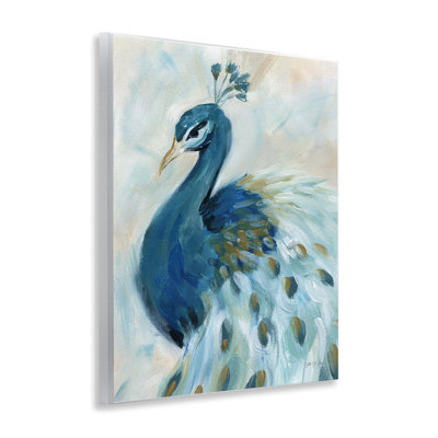 Élégant art mural bleu paon sur plaque par Yvette St. Amant