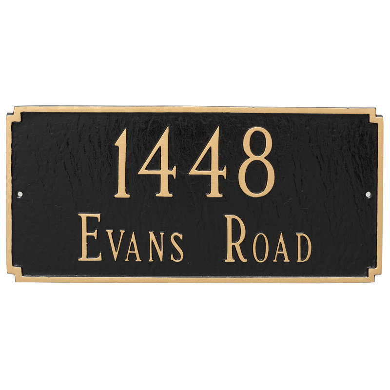 Plaque d'adresse sur 2 lignes Madison, Oui, Noir et or
