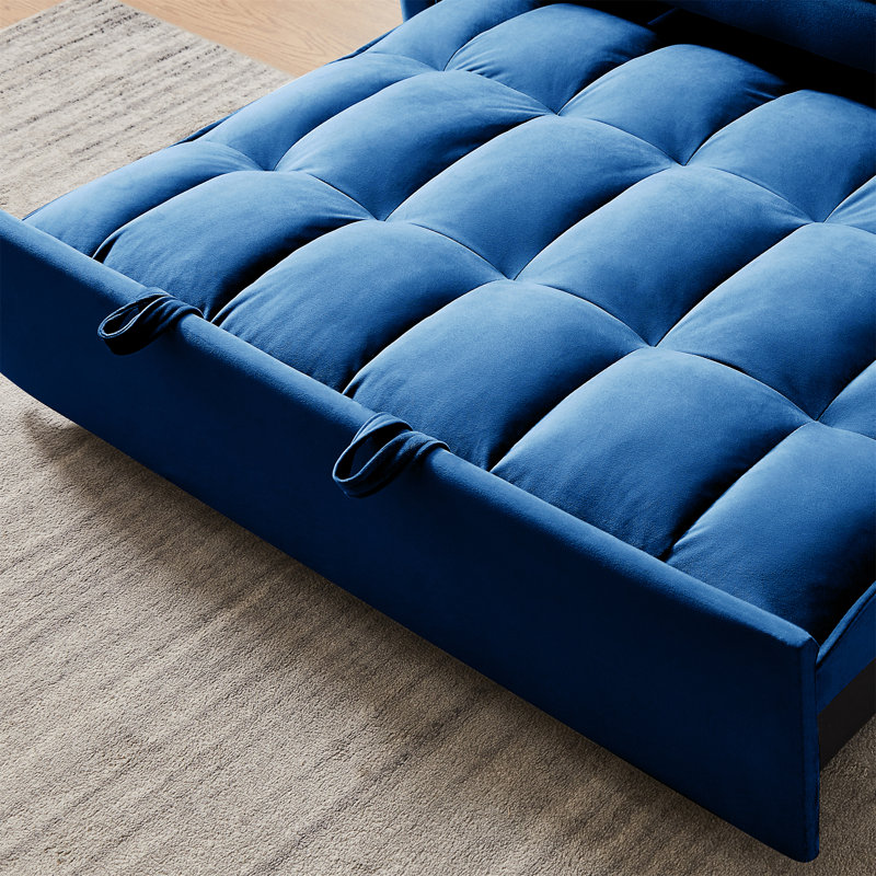 Mexborough Velvet Square Arms Sofa, Blue, 32.2" H x 55.2" W x 33.1" D