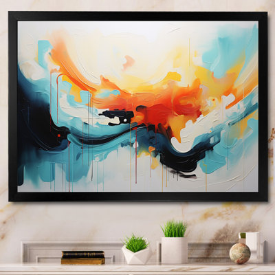 Bleu et orange, vagues abstraites colorées III - Art mural abstrait