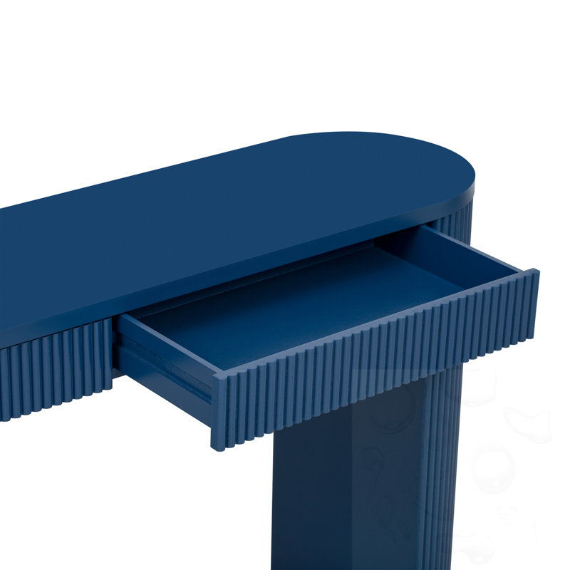 Console avec deux tiroirs et pieds réglables, Marine