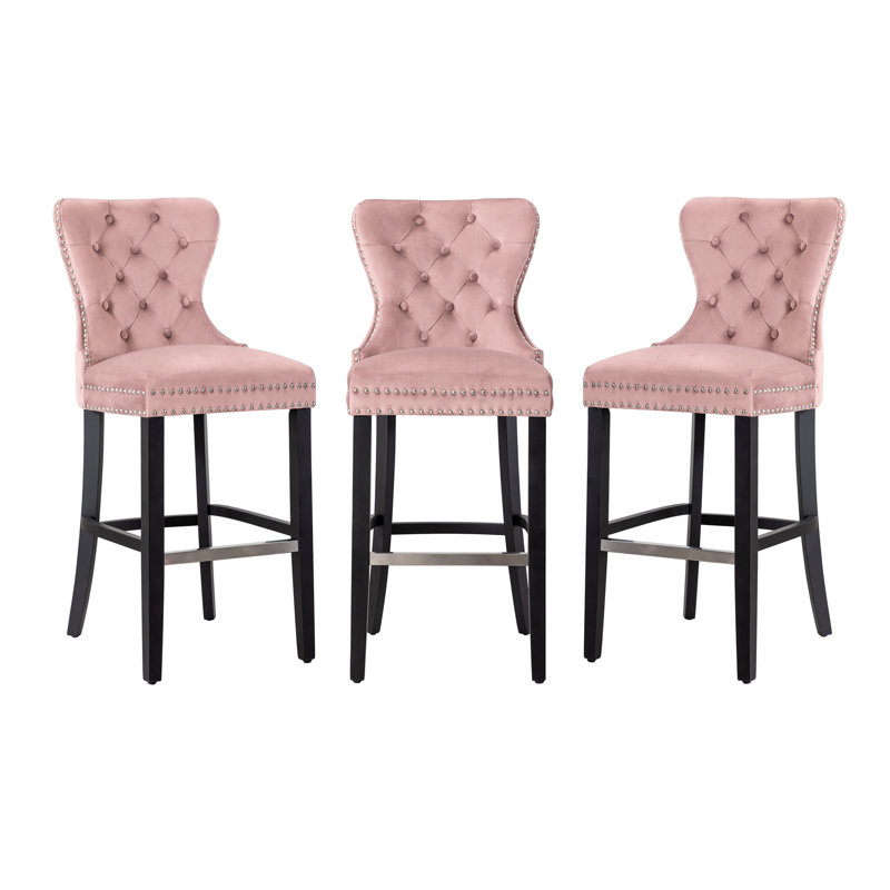 Tabouret de bar et de comptoir Kirsten, Rose, Tabouret de bar (siège d'une hauteur de 29 po), Noir