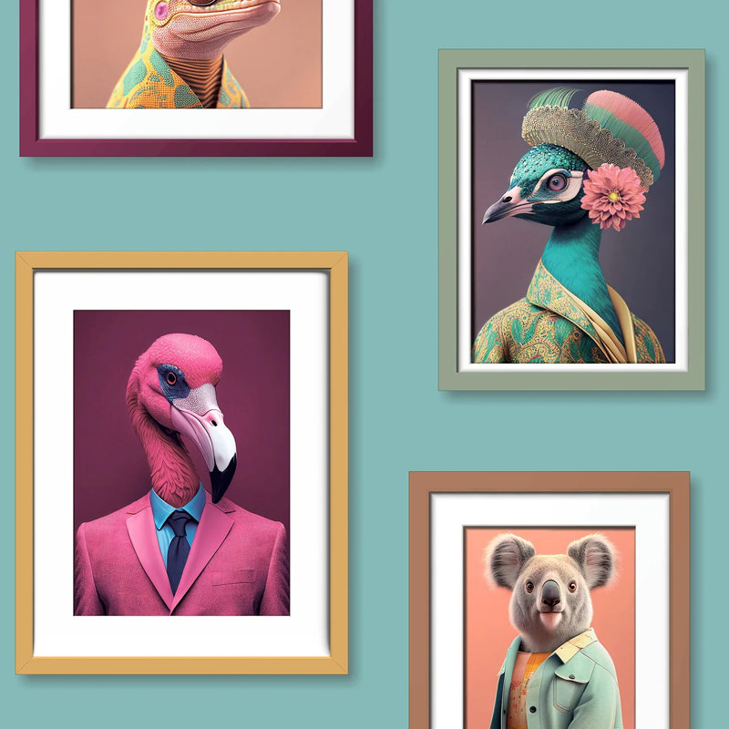 Papier peint Funky Animal Portraits, Vert