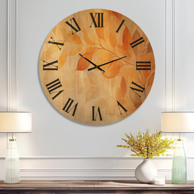 Grande horloge murale en bois imprimée à feuillage - Quinte