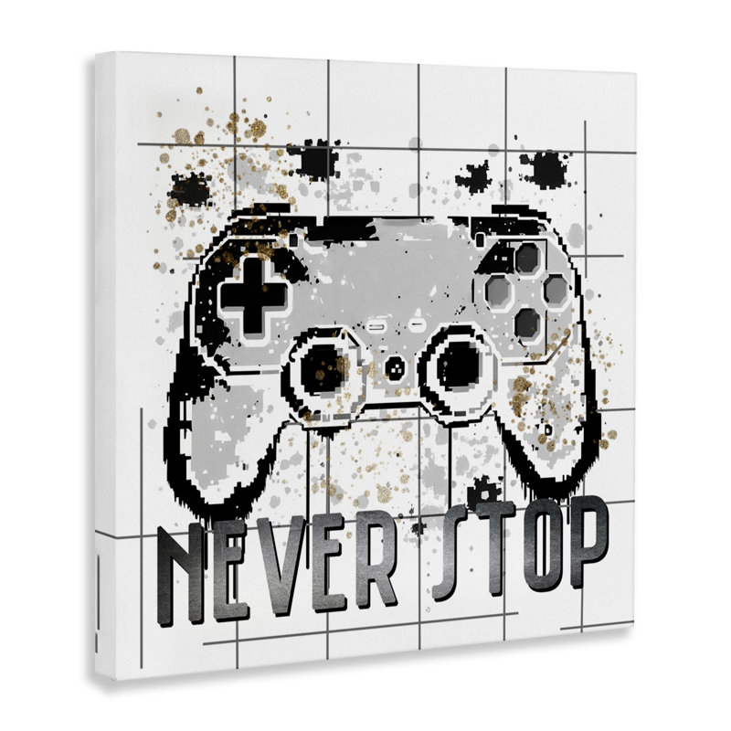 «Never Stop Pixel Gamer Canvas», conception de Kim Allen, H 17 po x l 17 po