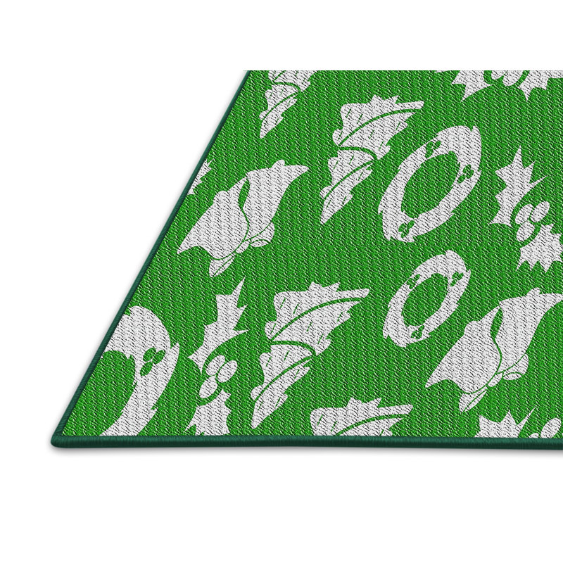 Vert/Tapis décoratif blanc, Rectangle 6 pi x 9 pi