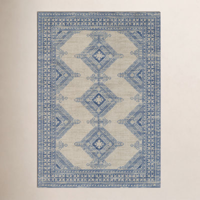 Aldona Blue Ivory Oriental Rug