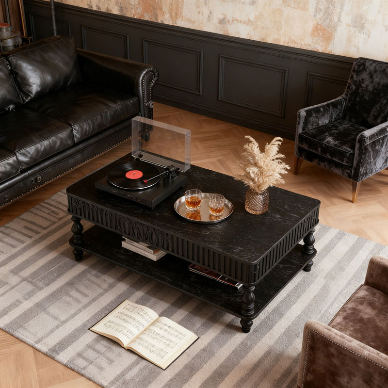 47.24" Lift Top Coffee Table with Storage, Black