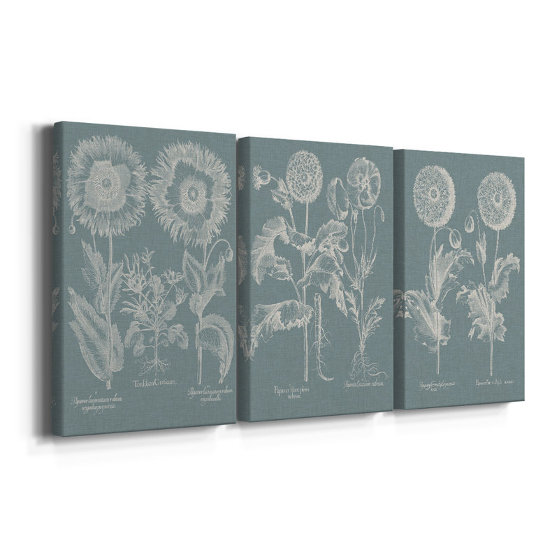 Besler Poppies I - Toile tendue avec châssis sur mesure - 3 pièces, H 60 po x l 120 po