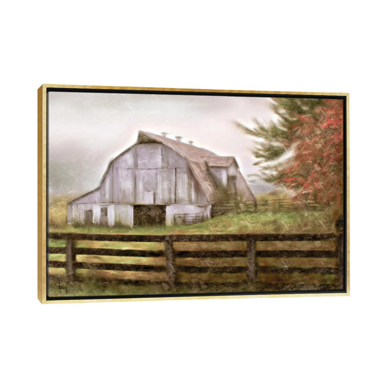 Rustic Barn - reproduction d'art mural , H 18 po x l 26 po, Impression encadrée sans passe-partout, Doré