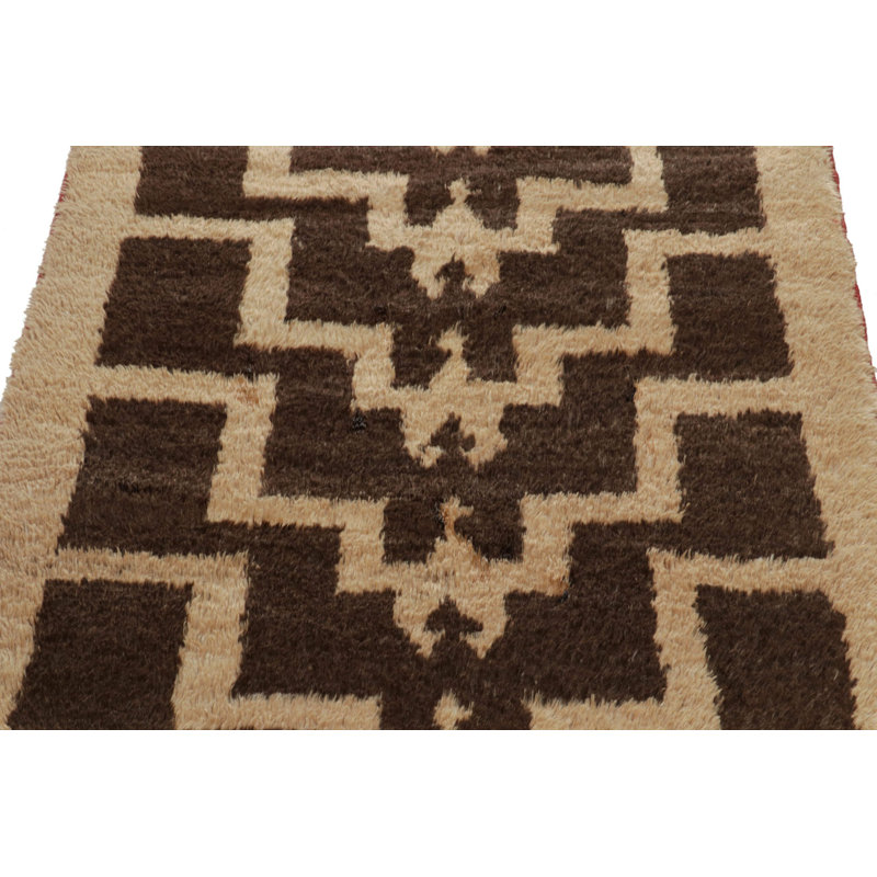 Wool Geometric Area Rug in Brown/Beige