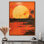 Pleine lune, gloire au-dessus du lac, couleurs rétro - paysage abstrait, art mural