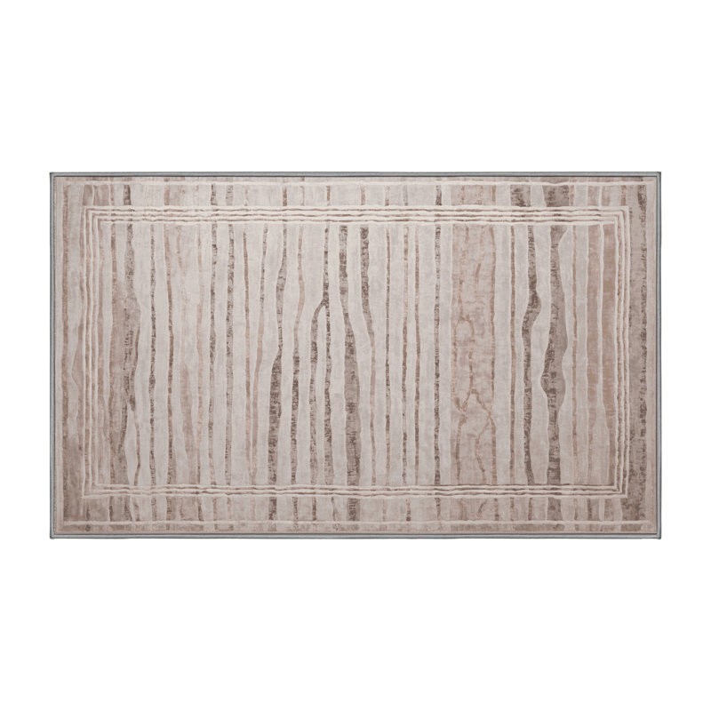 Machine Washable Gray Area Rug, Rectangle 5' x 8'