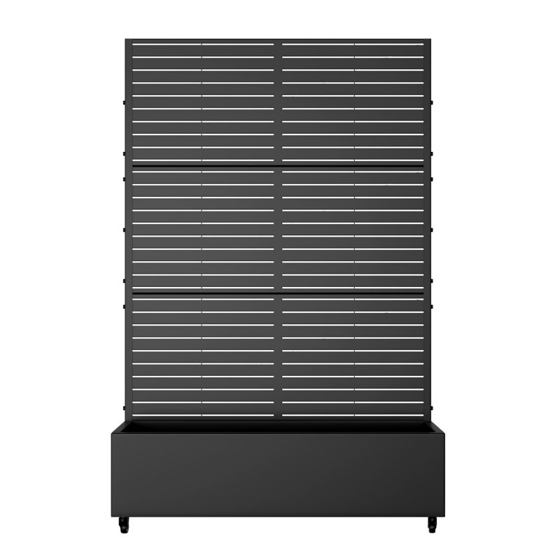 Lit de jardin en métal avec treillis et roues H 6 pi x l 4 pi - noir, H 73 po x l 47 po x P 16 po, Noir