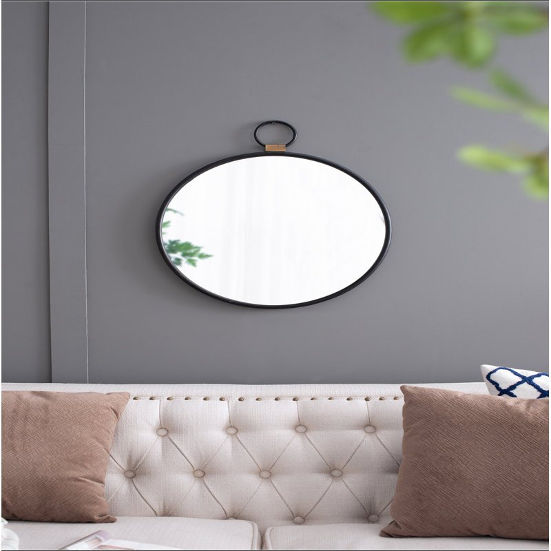 Miroir mural 24 po x 27 po avec cadre noir, miroir décoratif minimaliste contemporain pour le salon, le vestibule, le vestibule, la chambre à coucher