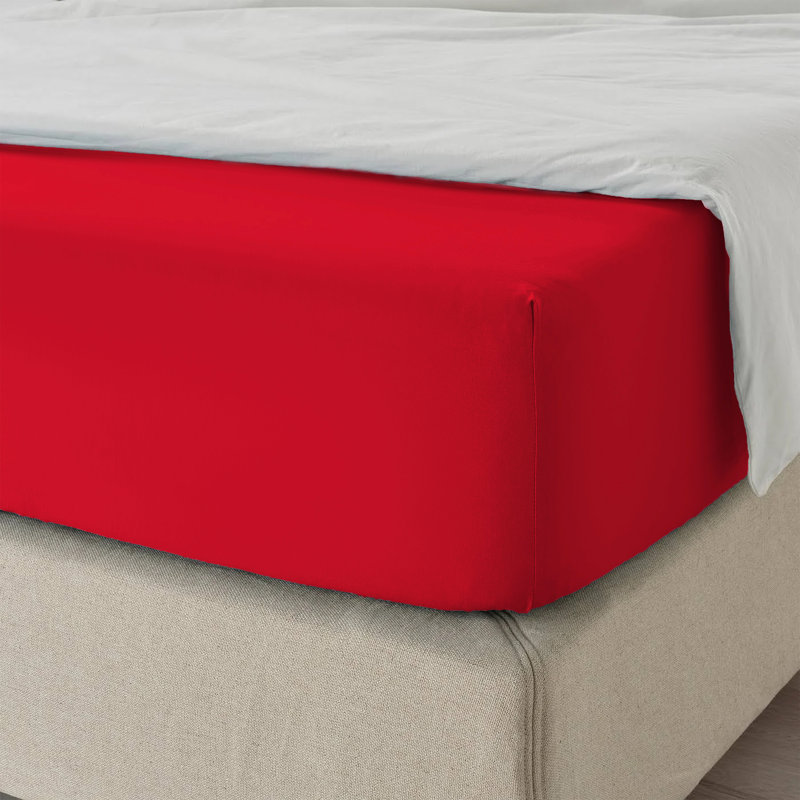 40cm Extra Deep Fitted Sheet – Soft Microfiber, Wrinkle-Free, Cooling, Elastic Corners, Kingsize (5'), Red