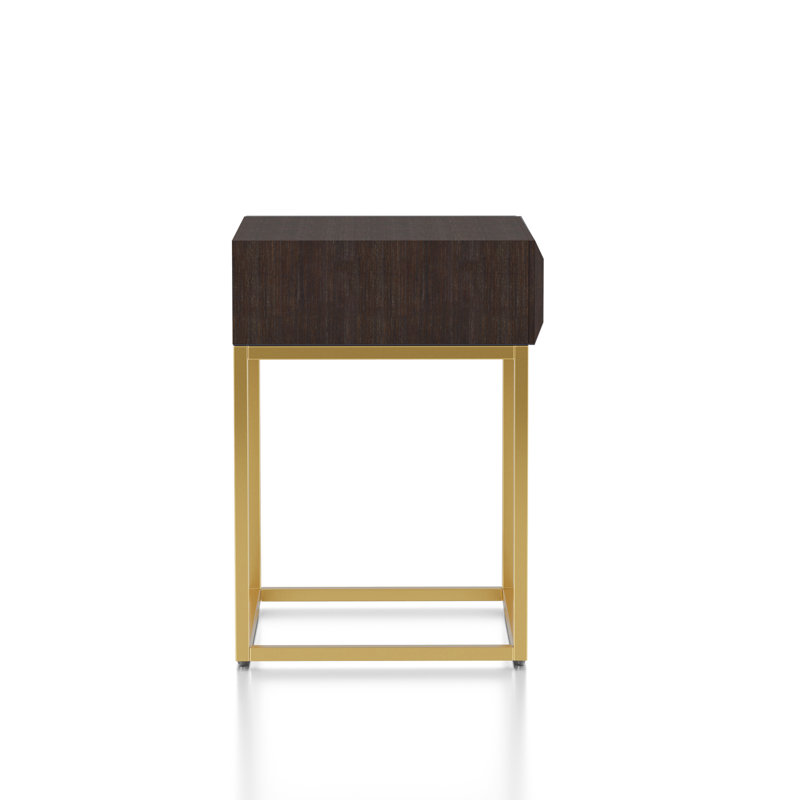 Pawlak 24'' Tall Frame End Table with Storage, Walnut