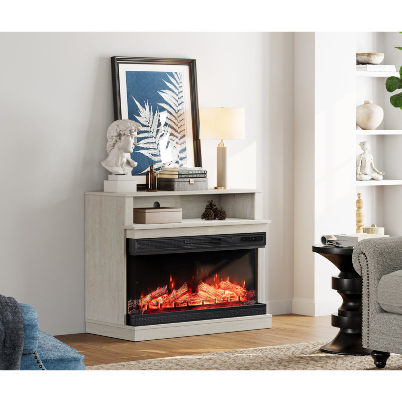 Meuble télé avec foyer Gracie Oaks, Blanc