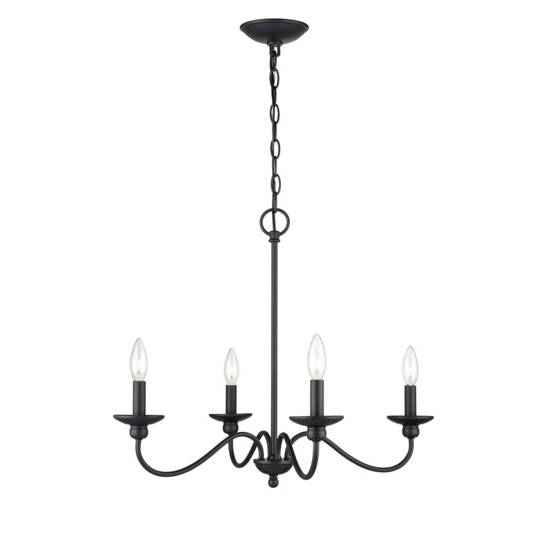 Lampe 4 lumières 24,13 po Delvona Lustre, Noir mat