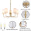 Lustre de style maison de campagne, lumière de confort visuel 5 lumières, discret avec abat-jour en tissu blanc, luminaire linéaire pour îlot de cuisine, salle à manger-1213604158