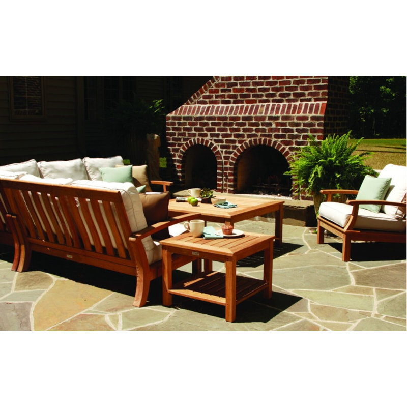 Monterey Teak Outdoor Sectional Corner Chair, Cast Charcoal Sunbrella®