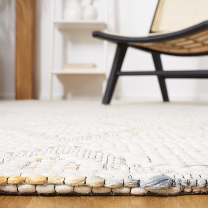 Geometric Handmade Hand-Loomed Ivory/Orange Area Rug, Runner 2'3" x 9'