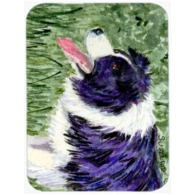 Purple and White Border Collie Glass Cutting Board