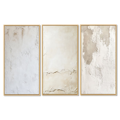 Décoration murale 3 pièces en plâtre doux I - Sable abstrait minimalisme