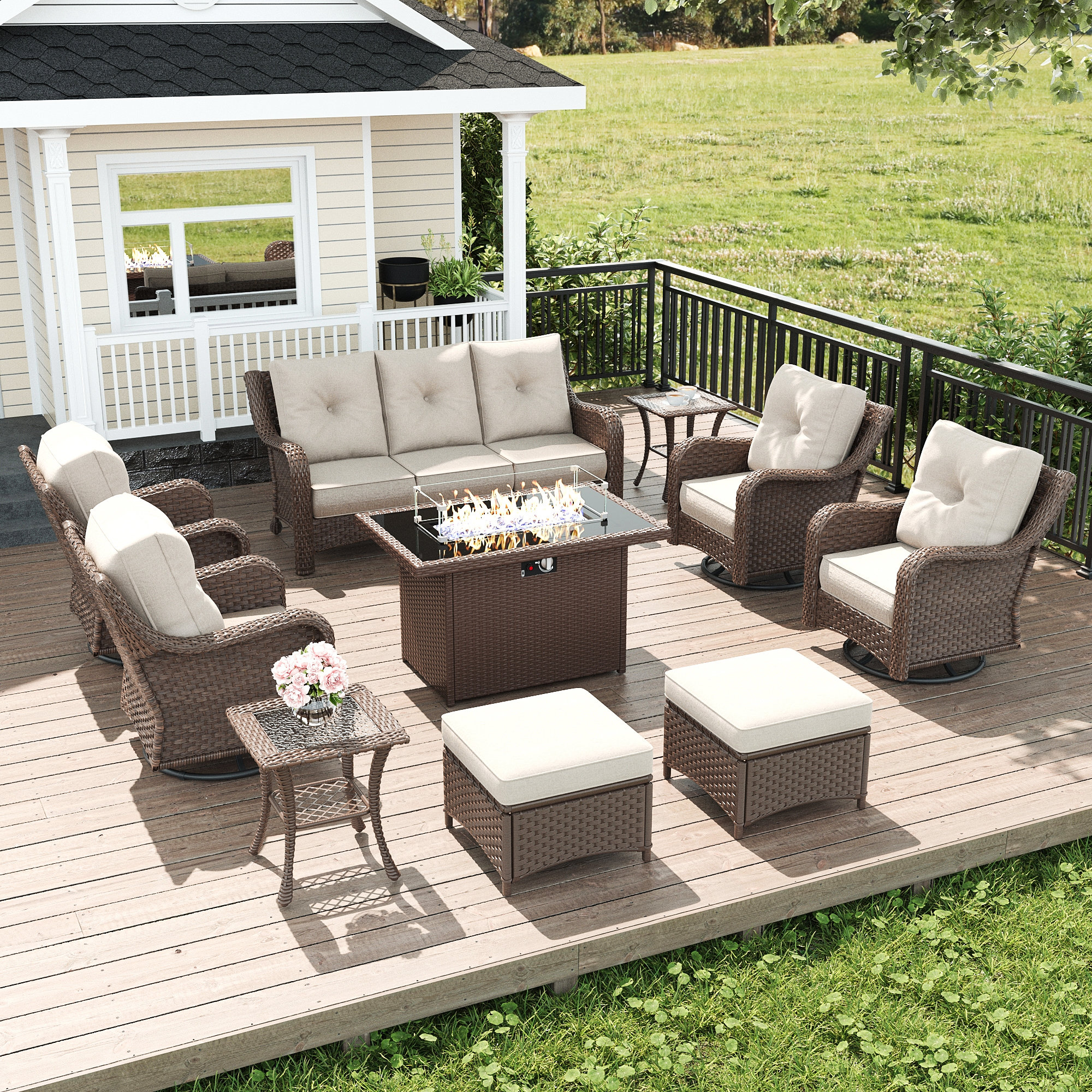 Patio Furniture High Back Garden Chair Cushions Set Of 45x22x4