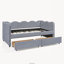 Lit de jour simple en vichy avec deux tiroirs de rangement, port USB et conception en forme de vague, tissu en lin-443375202-443375203-443375231