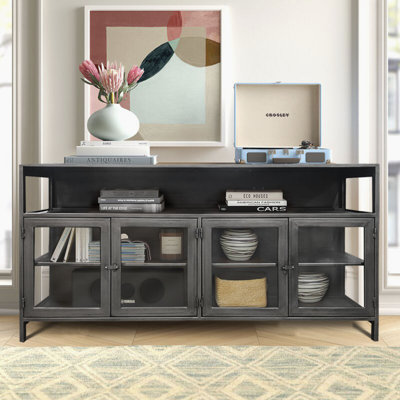Media Console with Glass Doors, 67x16x35