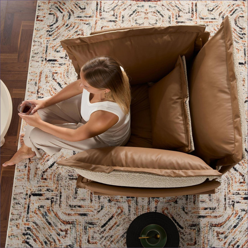 Fauteuil d'appoint moderne surdimensionné pour adultes Chenille, Orange