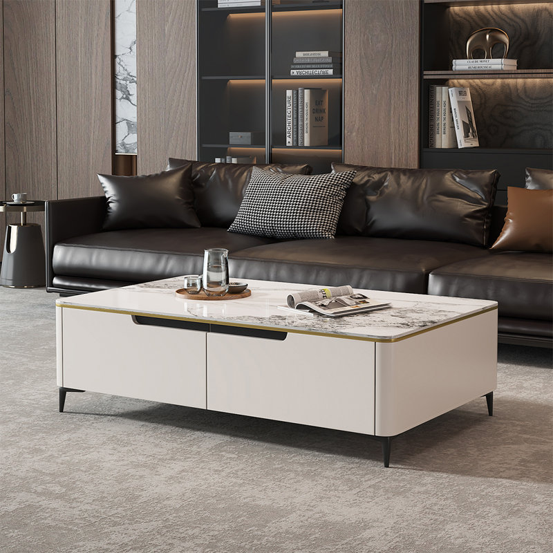 Table basse Modern, Crème, crème, H 16,5 po x L 47,2 po x l 23,6 po