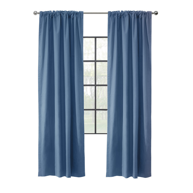 Rideau 100% coton, L 40 po x L 84 po, Bleu