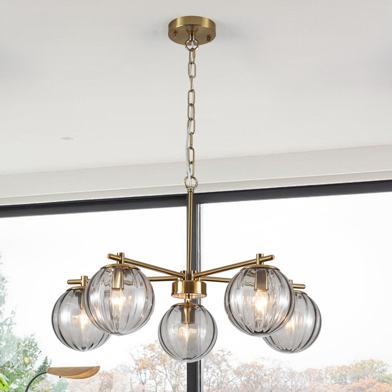 Lustre moderne sphérique en verre 5 lumières Spoutnik Sphere