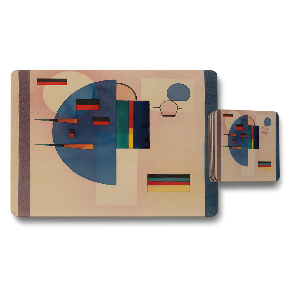 Abstract Geometric Placemat and Coaster Set Bold Colorful Design