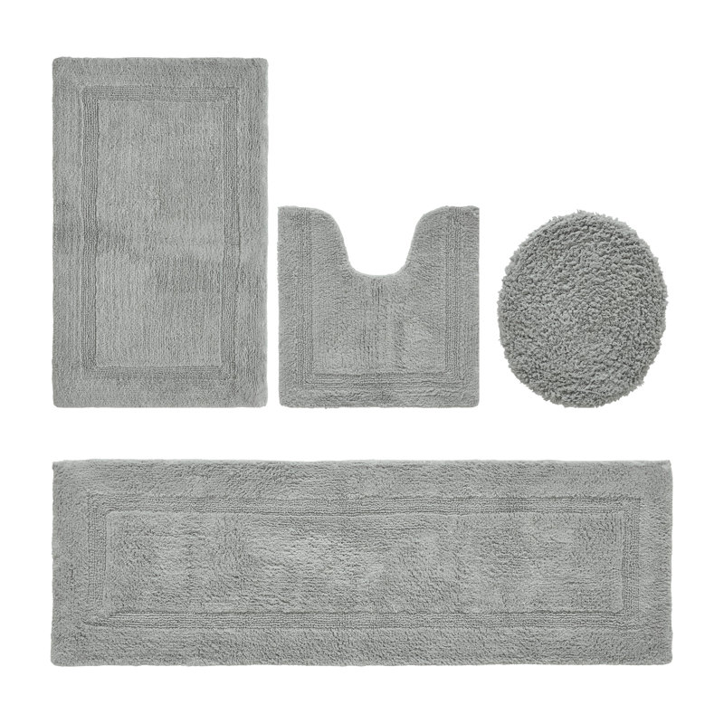 Ensembles de tapis pour salle de bain 100% coton Lux Premium, tapis de bain réversible tissé et lavable à la machine, super absorbant et touffeté pour salle de bain, douche et baignoire, tapis de salle de bain certifiés Oeko-Tex