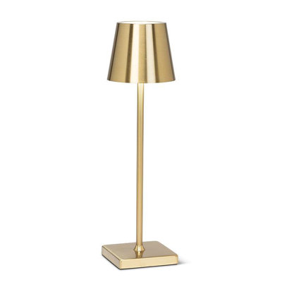  Lampe de table à abat-jour à DEL Trilite Classic, lumière sans fil rechargeable, éclairage DEL moderne et écologique pour bureau ou table de chevet 15 po, or mat