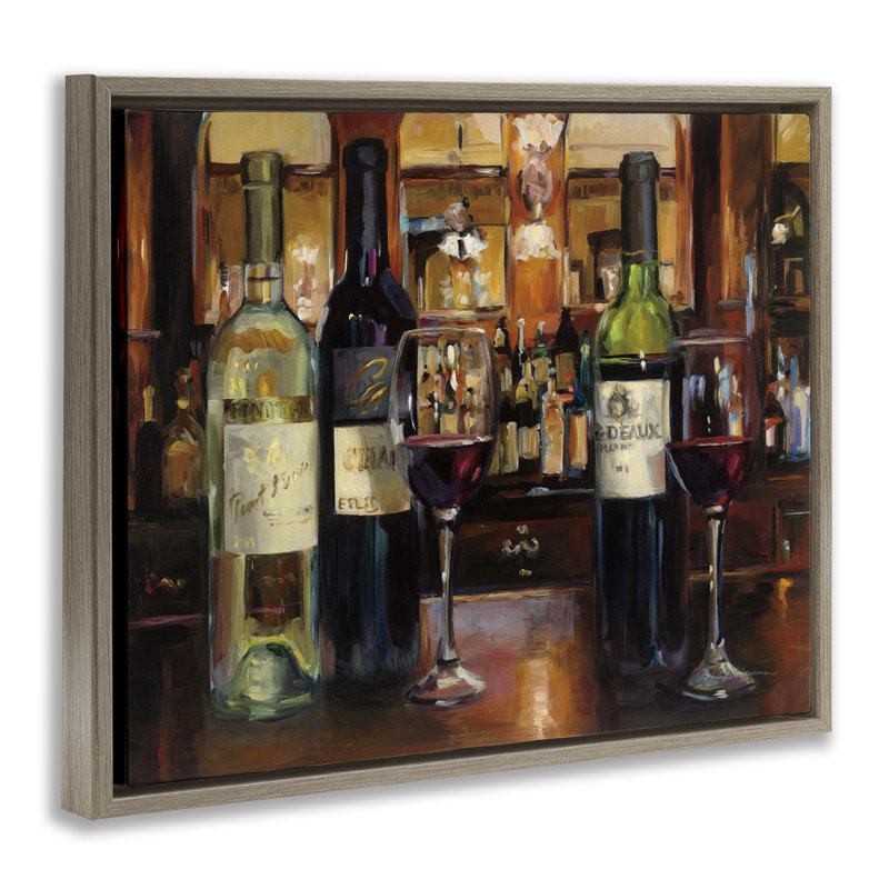 «Reflection of Wine Bottles Floating Frame» par Marilyn Hageman, Cadre flottant orme Montalcino, H 17 po x l 21 po