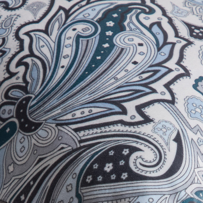 Ted Baker Paisley Fringe Printed Velvet 12x20 Decorative Pillow, Blue